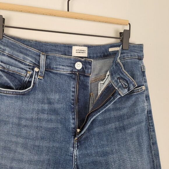 Citizens Of Humanity Isola Straight Crop Jeans Stretch Raw Hem Blue Size 29 - Picture 11 of 16